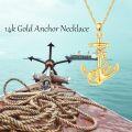 wholesale 14K Gold Anchor Pendant Necklace with Starfish and Rope Design for Women's-0-5