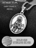 wholesale 925 Sterling Silver St Francis of Assisi Pendant Protection Amulet Necklace w/ 3+2 Extender Chain -0-3