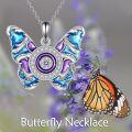 wholesale 925 Sterling Silver Blue & Purple Enamel Butterfly Pendant Necklace for Women-0-5