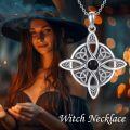 wholesale 925 Sterling Silver Black Onyx Celtic Knot Star Pendant Necklace Wiccan Jewelry-0-3