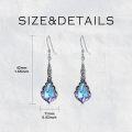wholesale 925 Sterling Silver Blue Austrian Crystal Drop Earring with Purple Accents and Antique Finish - 16mm Length-0-4