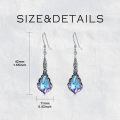 wholesale 925 Sterling Silver Blue Austrian Crystal Drop Earring with Purple Accents and Antique Finish - 16mm Length-0-4