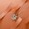 wholesale 925 Sterling Silver Elephant with Gold Flower Charm Pendant Necklace for Women-0-2