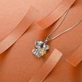 wholesale 925 Sterling Silver Elephant with Gold Flower Charm Pendant Necklace for Women-0-2