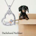 wholesale 925 Sterling Silver Dachshund in Heart Pendant Necklaces for Women Girls Love You Forever -0-4