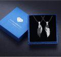 wholesale 925 Sterling Silver Winged Couples Necklaces - Black & White Angel Pendants for Lovers' Gifts-0-4