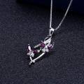 wholesale 925 Sterling Silver Pink Austrian Crystal Infinity Butterfly Pendant Necklace-0-9