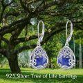 wholesale 925 Sterling Silver Tree Of Life Drop Earrings Wholesale With Green Stone-0-59