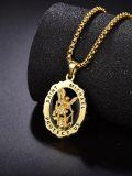 wholesale 925 Sterling Silver & 24k Gold Plated St Michael Protect Us Angel Pendant Necklace for Men/Women-0-2