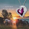 wholesale 925 Sterling Silver Green Crystal Horse Head Heart Pendant Necklace for Women and Girls-0-11