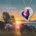 wholesale 925 Sterling Silver Green Crystal Horse Head Heart Pendant Necklace for Women and Girls-0-11