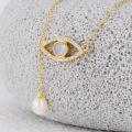 wholesale 14K Gold Moonstone Evil Eye Pearl Pendant Necklace for Women-0-3