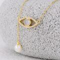wholesale 14k Gold Eye Necklace With Moonstone And Pearls-0-3