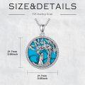 wholesale 925 Sterling Silver Turquoise and Cubic Zirconia Tree of Life Pendant Necklace for Women's Mothers' Day Gift-0-1