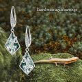 wholesale 925 Sterling Silver Green Agate Triangle Drop Earring with Cubic Zirconia Accents - 3D Lizard Design-0-4