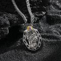 wholesale 925 Sterling Silver Saint Anthony Pendant with Black Cubic Zirconia and Gold Halo Chain Necklace for Women & Men Catholic Gift-0-1
