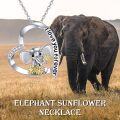 wholesale 925 Sterling Silver Elephant Heart Pendant Necklace with Crystals and Gold Plated Flowers for Women Girls-0-4