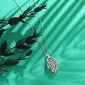 wholesale  925 Sterling Silver with Simulated Abalone Shell Hamsa Hand Evil Eye Urn Necklace for Ashes Perfume Essential Oil Sand, Adjustable Chain, Gift Box-0-1