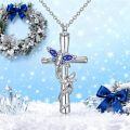 wholesale Dragonfly Cross Urn Necklaces For Ashes Women White Gold Plated S925 Sterling Silver Funnel Filler Memorial Cremation Jewelry With Birthstone Sympathy Christmas Jewelry Gifts For Women Loss Of Loved One -0-1