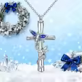 TOUPOP White Gold Plated S925 Sterling Silver with Birthstone Dragonfly Urn Necklace for Ashes-0-1