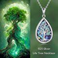 wholesale Sterling Silver Abalone Lotus Sunflower Hummingbird Teardrop Necklace-0-1