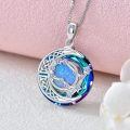 wholesale 925 Sterling Silver Constellation Pendant Necklace Blue Opal Star Moon For Women-0-4