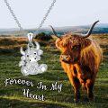 wholesale Sterling Silver Highland Cow Heart Pendant Necklace for Women - Cute Cow Charm, Adjustable Chain, Gift for Her, S925-0-5