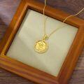 wholesale Gold-Plated 925 Sterling Silver Love Couple Stars Round Coin Pendant Necklace for Women-0-2