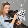 wholesale 925 Sterling Silver Bulldog Dog Charm Pendant Necklace for Women Girls  45cm Chain Length-0-5