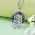 wholesale 925 Sterling Silver Rainbow Crystal Phoenix Pendant Necklace for Women Girls Mothers Day Gift-0-4