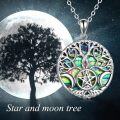 wholesale 925 Sterling Silver Abalone Shell Tree of Life Triple Moon Goddess Star Pendant Necklace-0-1