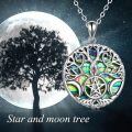 wholesale 925 Sterling Silver Abalone Shell Tree of Life Triple Moon Goddess Star Pendant Necklace-0-1