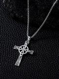 wholesale 925 Sterling Silver Celtic Knot Cross Pendant Necklace  for Men & Women - Protection Amulet Religious Jewelry with 24+2 Rolo Chain (Gift Included)-0-4