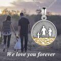 wholesale Family Necklace S925 Sterling Silver Family Coin Pendant Necklace Father Mother Daughter Jewelry, Father's Day Gifts For Dad Husband Gifts For Women Mom Grandma Daughter Christmas Birthday Mothers Day, 18+2 Inch -0-1