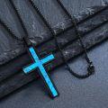 wholesale Blue Opal 925 Sterling Silver Cross Pendant Necklace for Men & Women-0-2