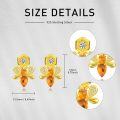 wholesale 925 Sterling Silver Honeycomb Bee Amber Drop Dangle Earrings for Women Girls-0-2