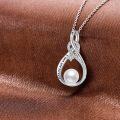 wholesale 925 Sterling Silver Freshwater Pearl & Cubic Zirconia Infinity Love Pendant Necklace for Women's Gifts-0-6
