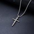wholesale 925 Sterling Silver &  Barbed Wire Nail Cross Pendant with Beaded Chain for Men's s (24)-0-3