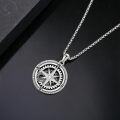 wholesale 925 Sterling Silver Compass Pendant Necklace  with Gear Design and Cubic Zirconia Accent - Travel Jewelry for Women & Men-0-4