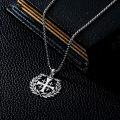 wholesale 925 Sterling Silver Jerusalem Cross Laurel Wreath Pendant Necklace  for Men-0-2