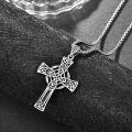 wholesale 925 Sterling Silver Celtic Cross Pendant on Rolo Chain - Irish Knot Protection Jewelry for Men (24+2) -0-3