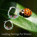wholesale S925 Sterling Silver Ladybug Hoop Earrings - Valentines Day Gift for Her-0-1