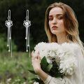 wholesale 925 Sterling Silver & Beads Daisy Flower Tassel Chain Dangle Earrings for Women, Hypoallergenic, Lightweight, Gift Ready-0-5