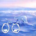 wholesale 925 Sterling Silver Polar Bear Animal Design Huggie Hoop Earrings-0-2