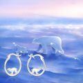 wholesale 925 Sterling Silver Polar Bear Animal Design Huggie Hoop Earrings-0-2