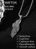 wholesale 925 Sterling Silver Angel Wing Pendant on Rolo Chain for Men - 24 Length-0-3