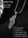 wholesale 925 Sterling Silver Angel Wing Pendant on Rolo Chain for Men - 24 Length-0-3