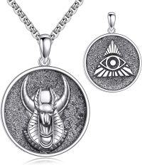 wholesale 925 Sterling Silver Ancient Egypt Anubis Scarab & Eye Of Horus Charm Men's Pendant Necklaces  for Him 36 Chain Length-Anubis