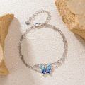 wholesale 925 Sterling Silver Blue Opal Butterfly Charm Anklet Jewelry for Women-0-3