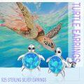 wholesale 925 Sterling Silver Blue Opal Turtle Stud Earrings - Ocean Themed Sea Creature  for Her-0-4